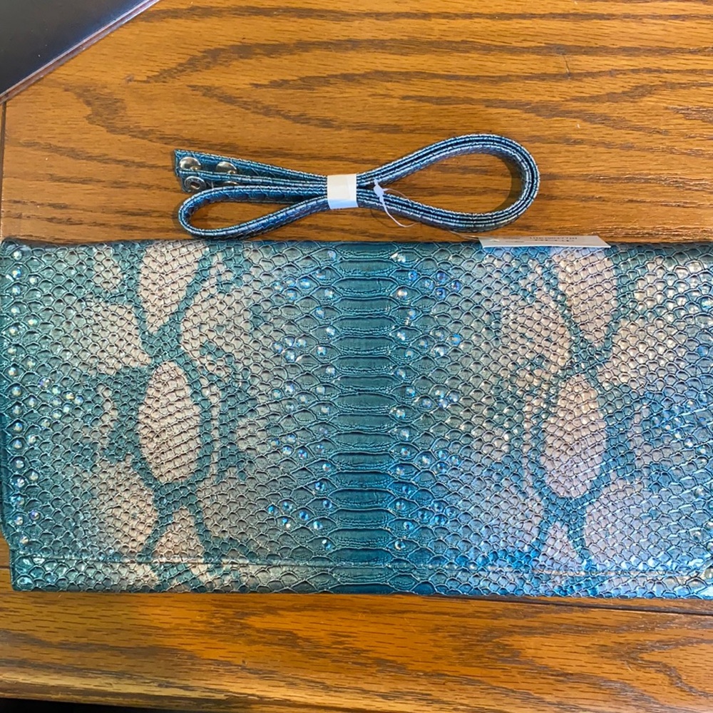 Blue sparkle Clutch/ bag NWT with shoulder strap